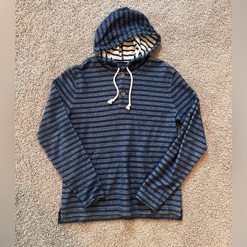 J. Crew Men’s Stripped Navy Hoodie - Men’s Medium
